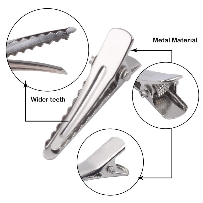 Aylifu 30MM Small Alligator Hair Clips, 100 Pieces Silver Metal Alligator Hair Pins Teeth Bows Crocodile Hair Clips Holders Accessories for Hair Care, Arts & Crafts Projects - Image 5